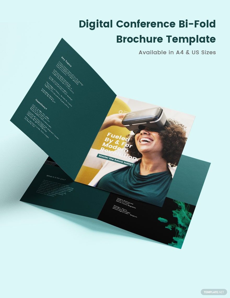 Digital Conference Bi-Fold Brochure Template in Word, Google Docs, PSD, Apple Pages, Publisher