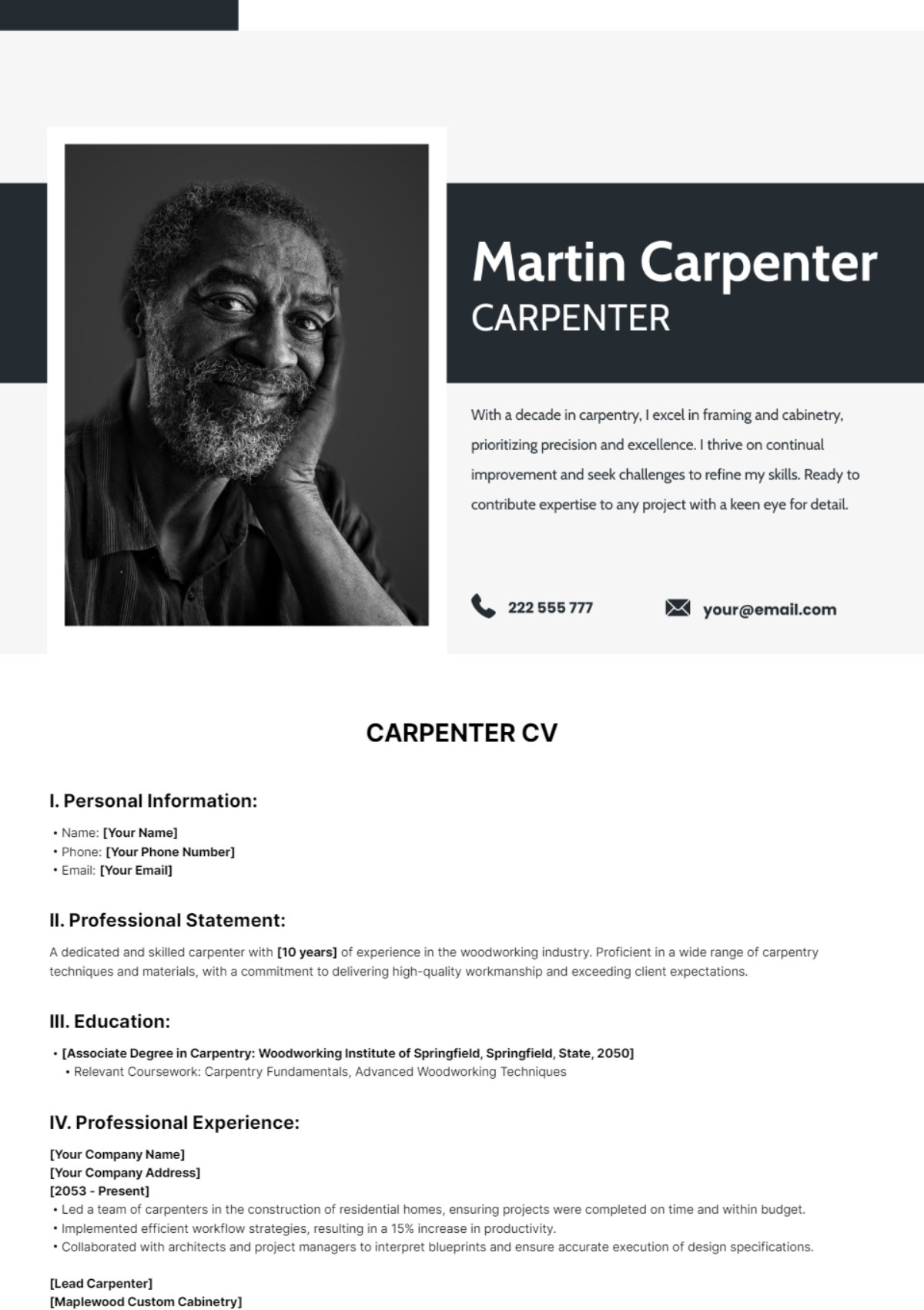 Carpenter CV Template