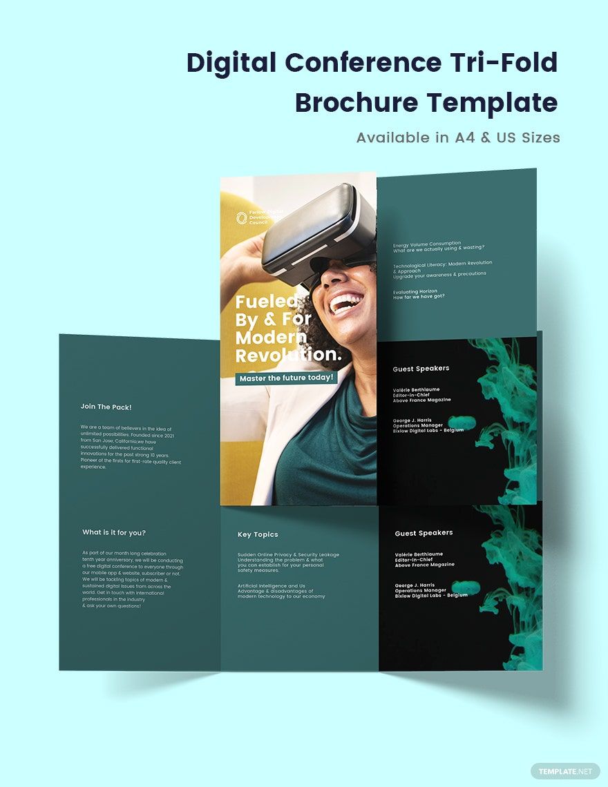 Digital Conference Tri-Fold Brochure Template
