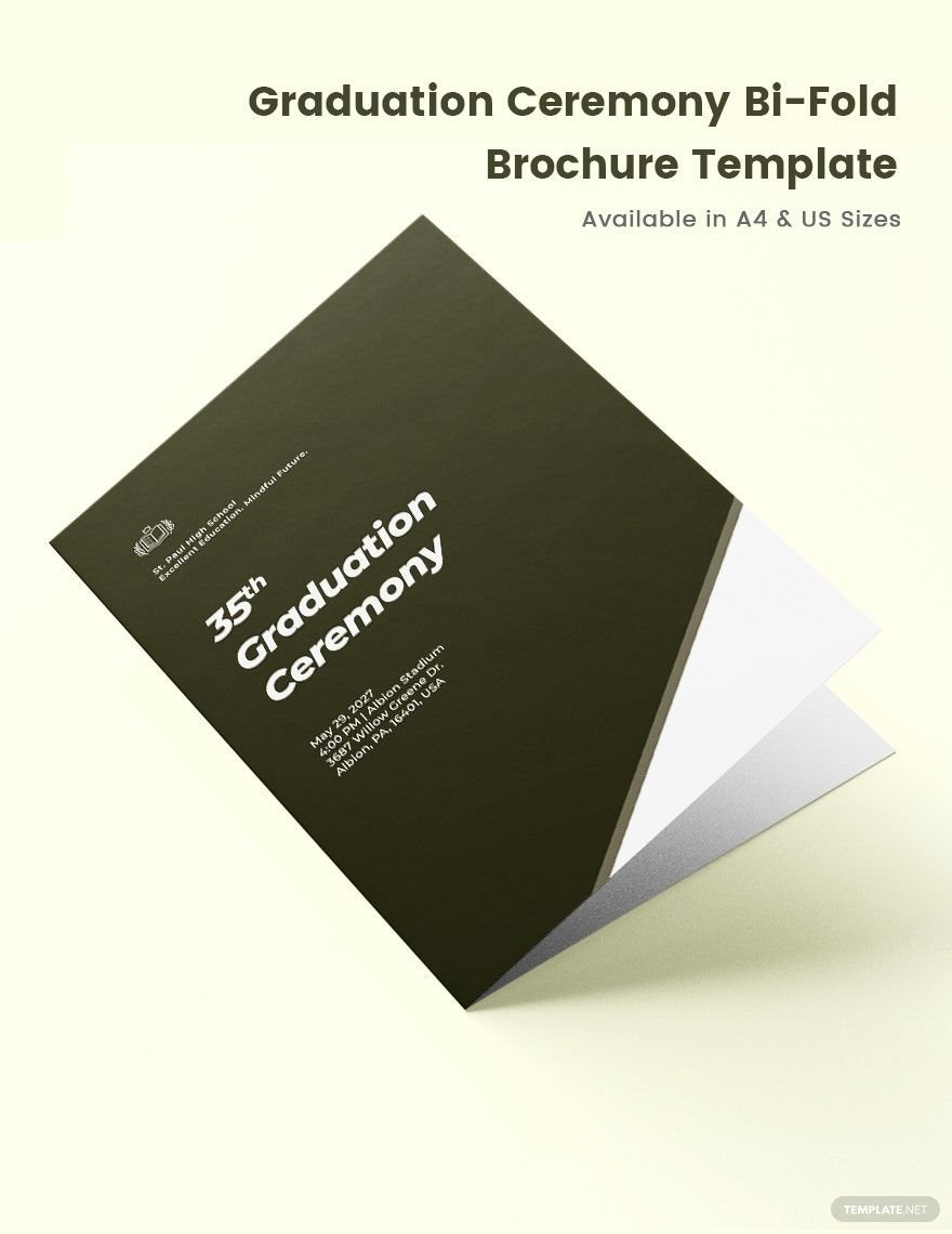 Elegant Graduation Ceremony Bi-Fold Brochure Template in Word, Google Docs, PSD, Apple Pages, Publisher