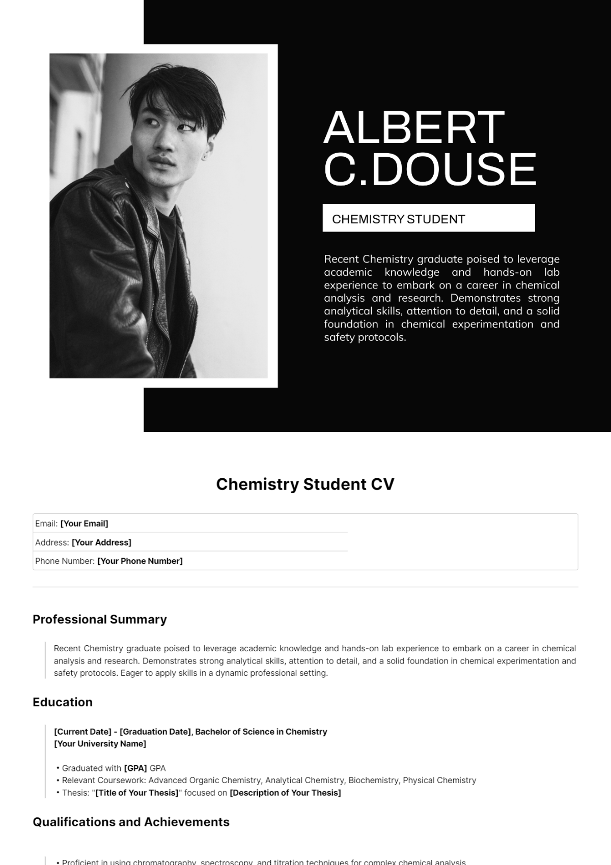 Chemistry Student CV Template