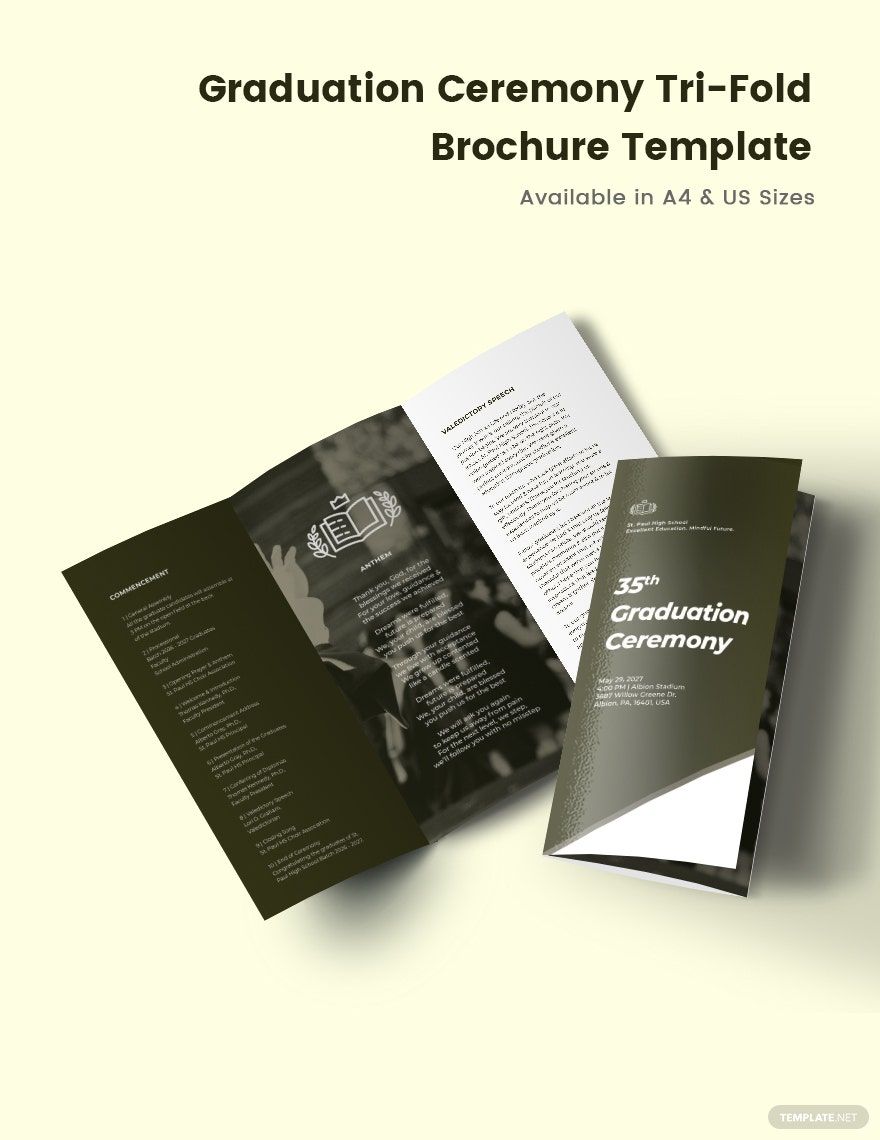 Elegant Graduation Ceremony Tri-Fold Brochure Template