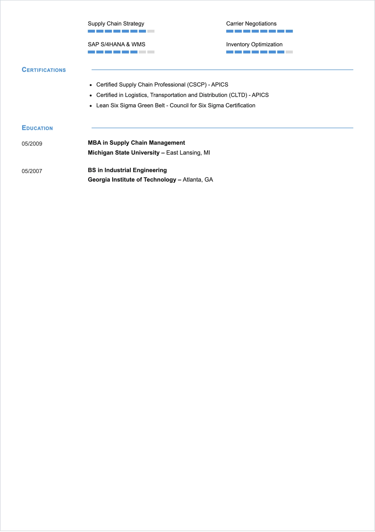 Free Logistics Executive ATS CV Template, AI CV Builder