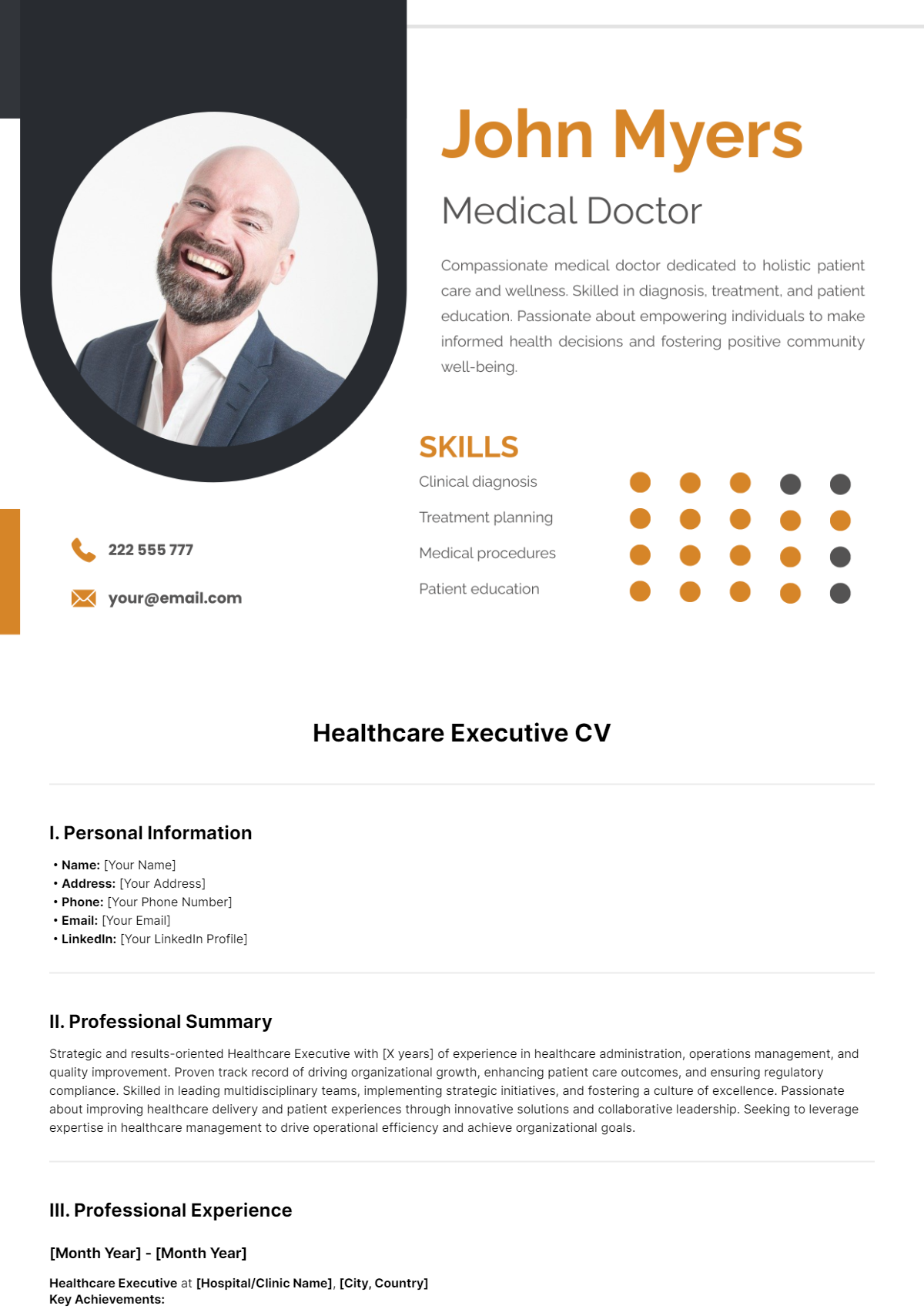 Healthcare Executive CV Template