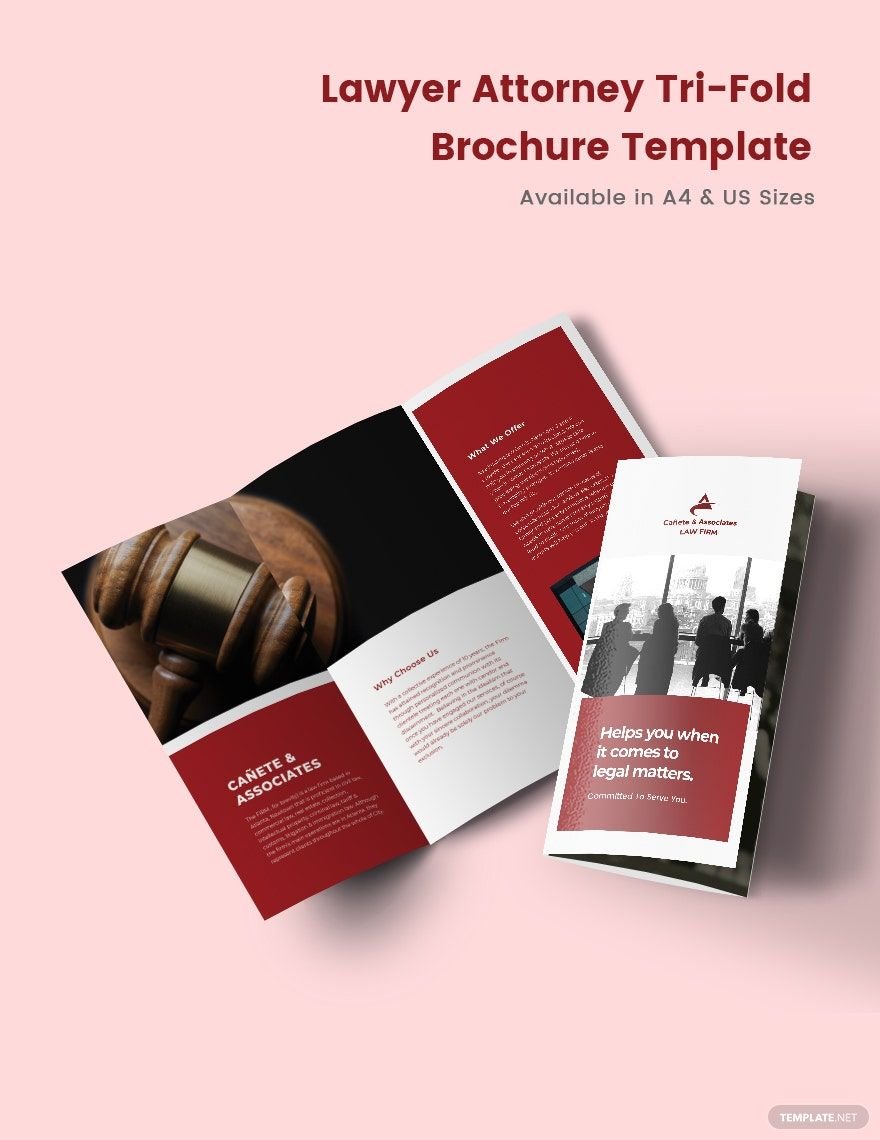 Free Lawyer Attorney Tri-Fold Brochure Template