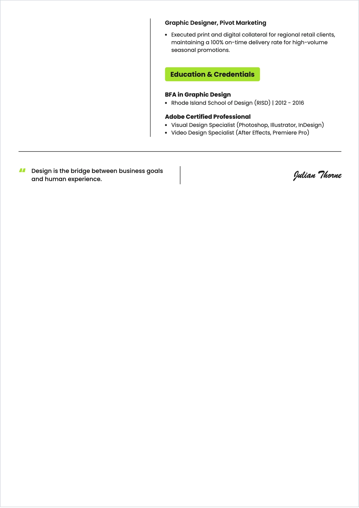 Free Graphic Designer ATS CV Template, AI CV Builder