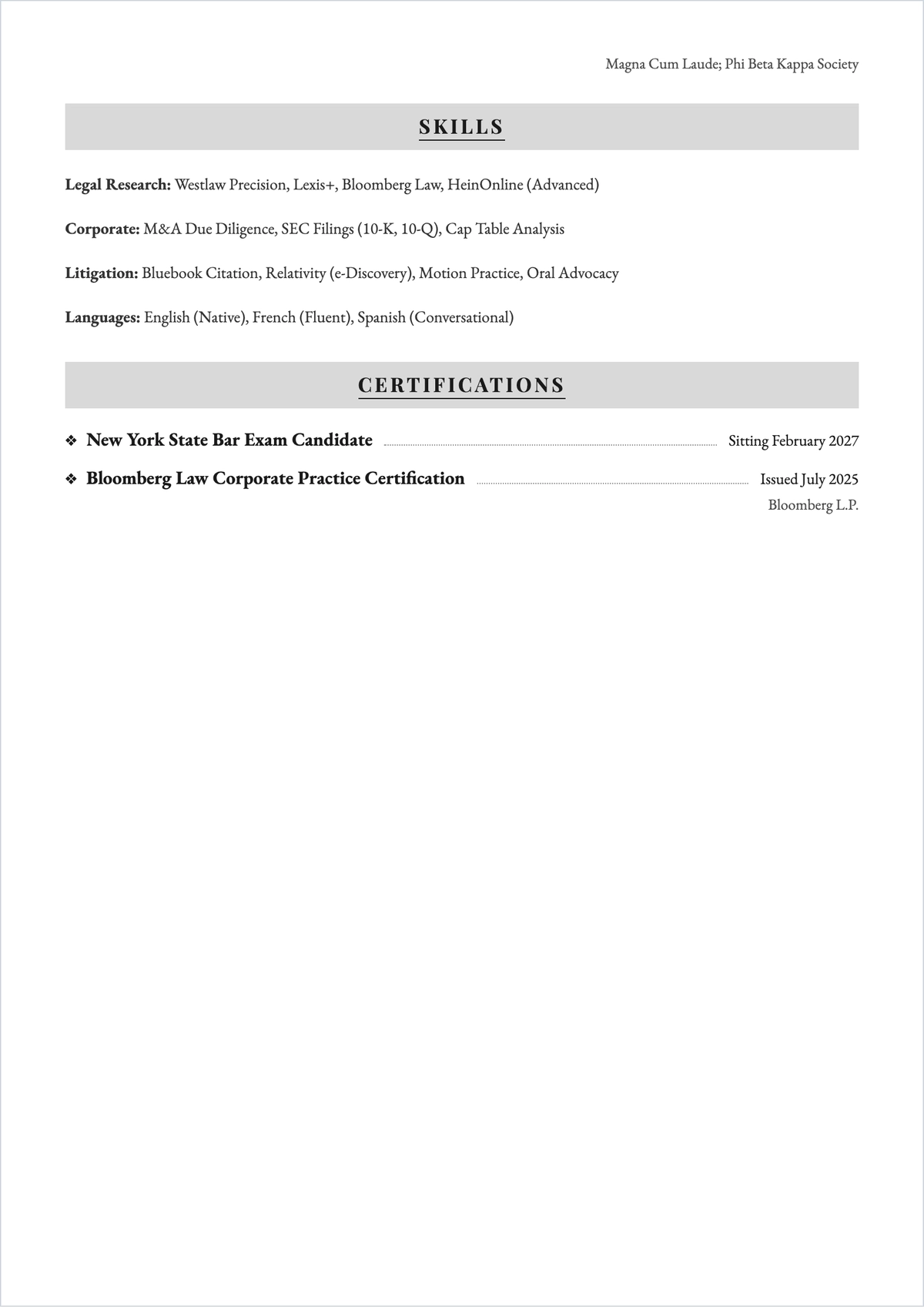 Free Law Student ATS CV Template, AI CV Builder