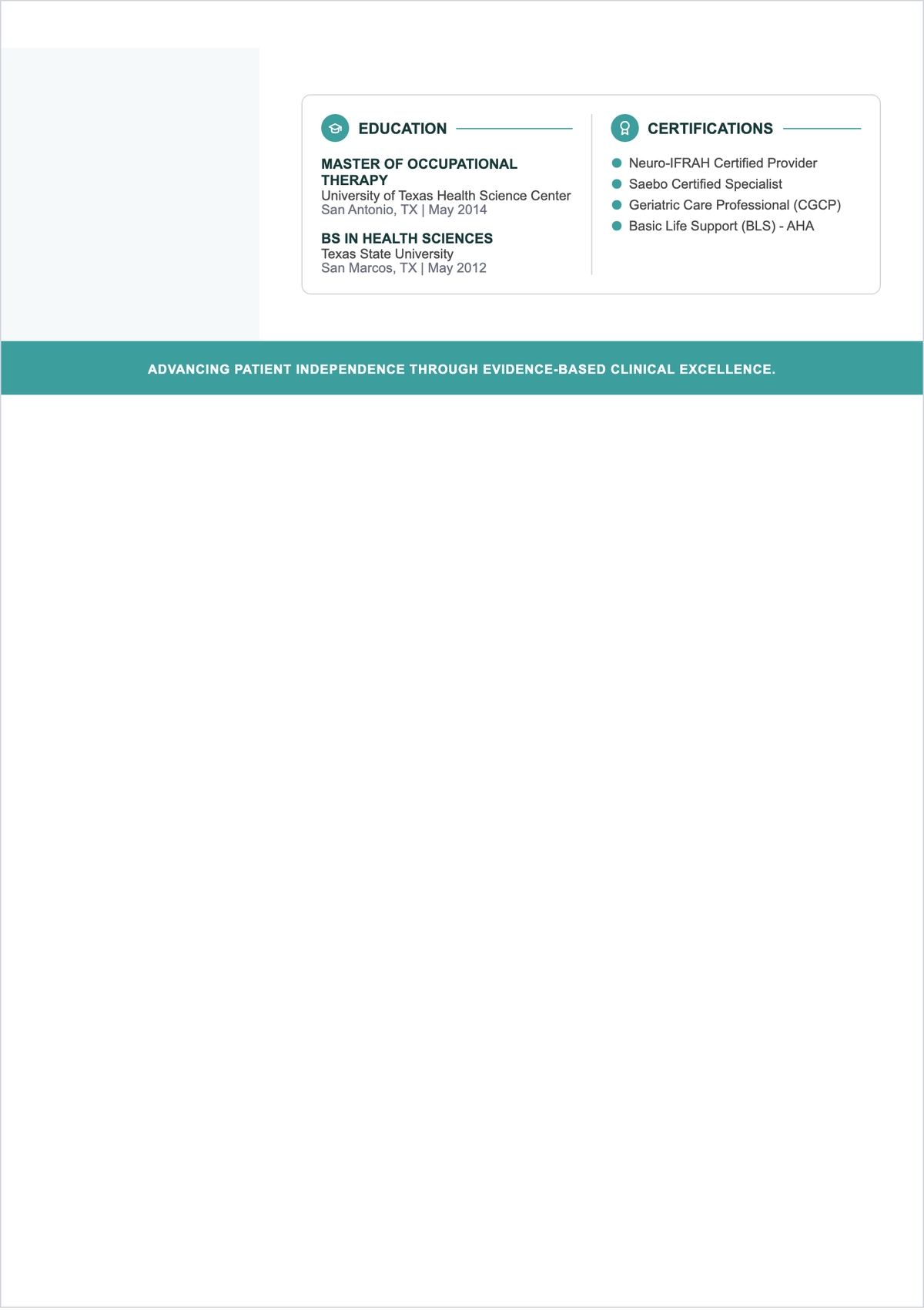 Free Occupational Therapist ATS CV Template, AI CV Builder