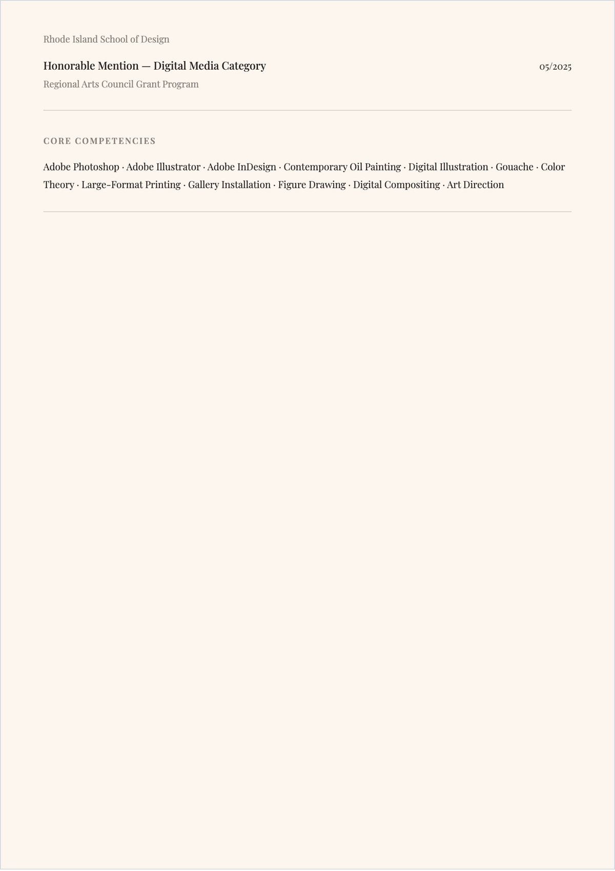 Free Art Student ATS CV Template, AI CV Builder