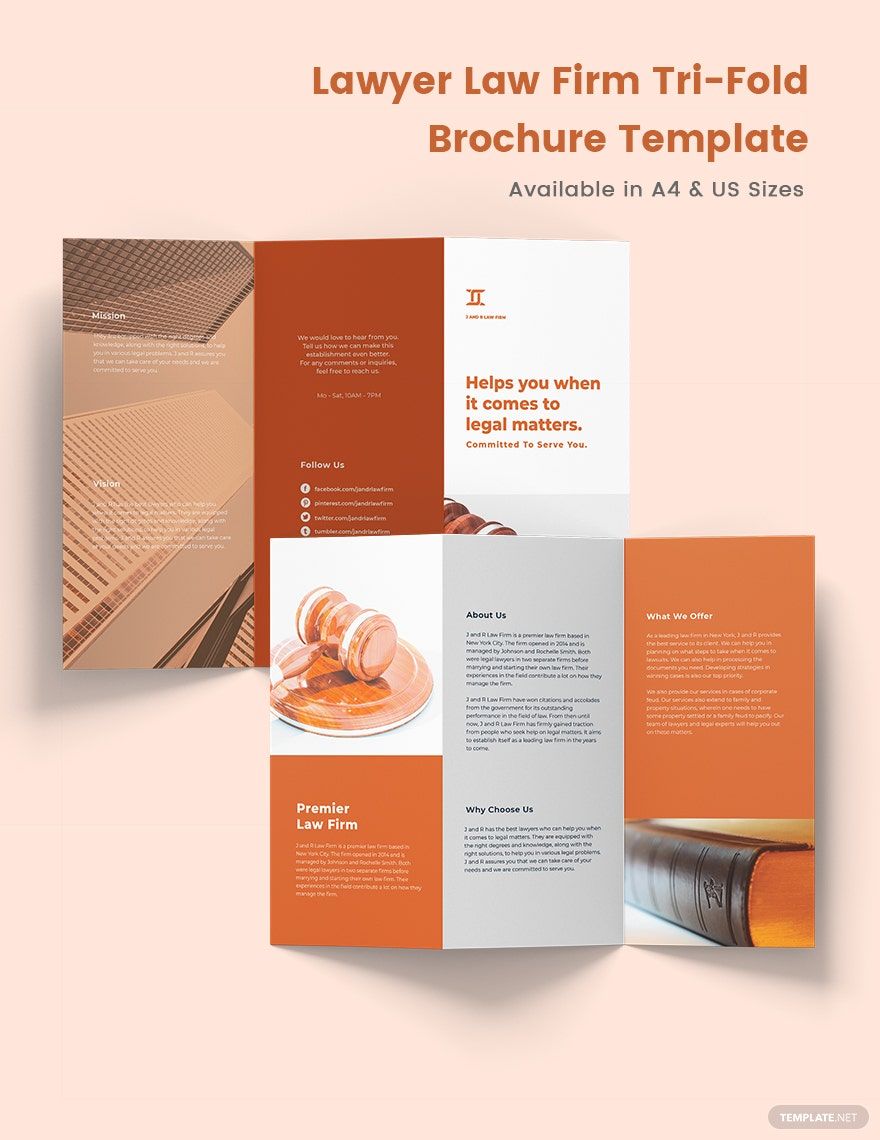 Lawyer Law Firm Tri-Fold Brochure Template