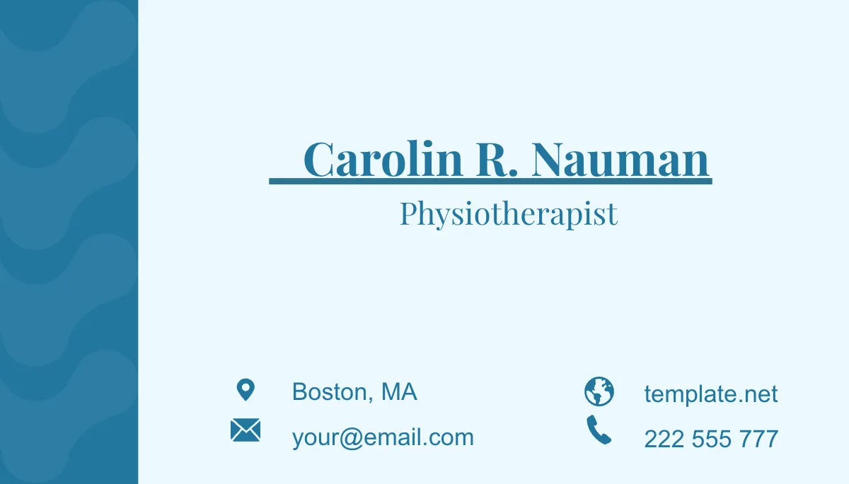 Free Physiotherapist Business Card Template to Edit Online