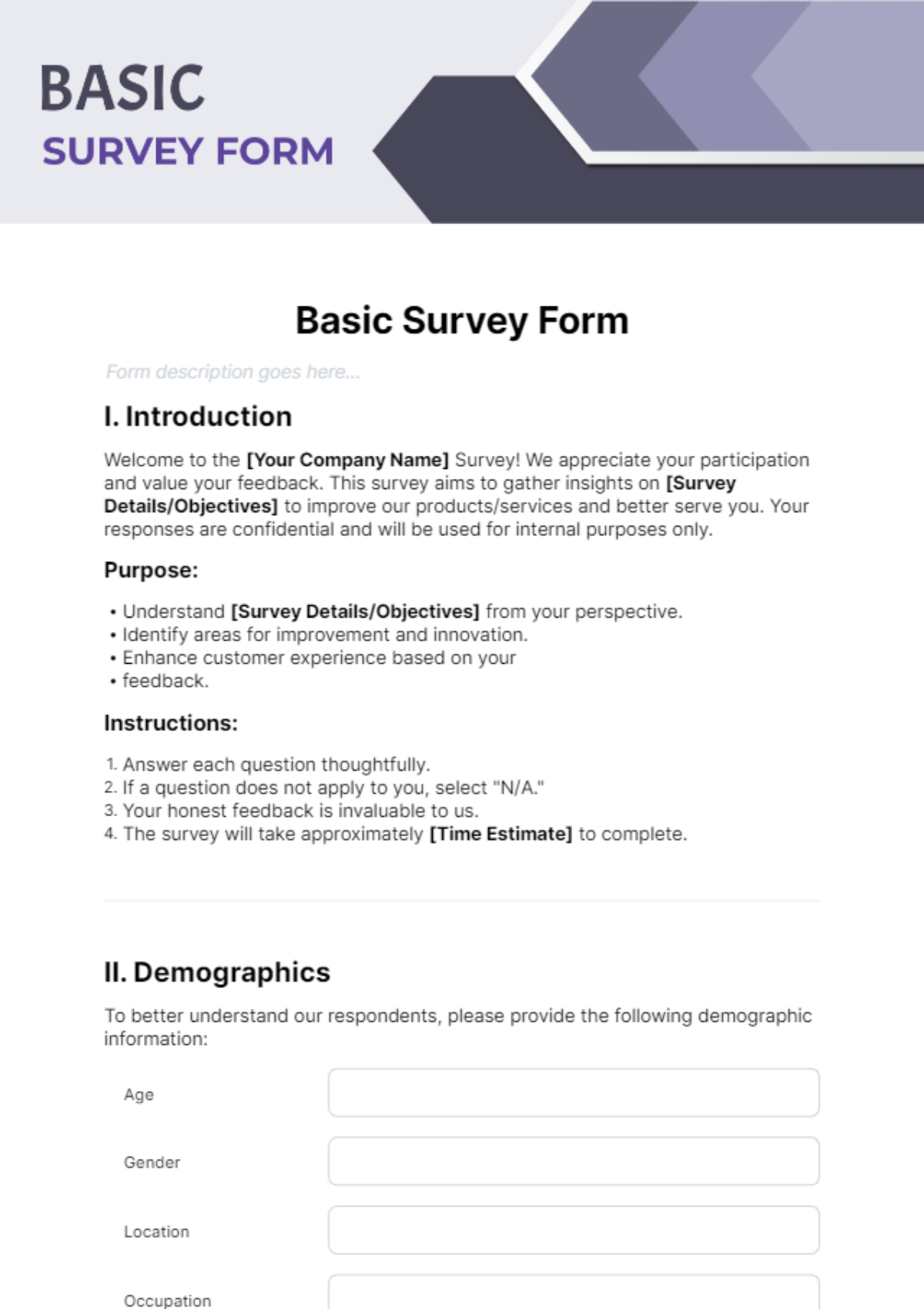 Basic Survey Form Template