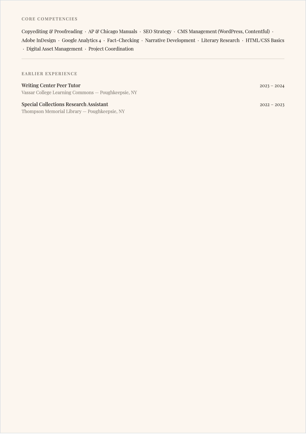 Free English Graduate ATS CV Template, AI CV Builder
