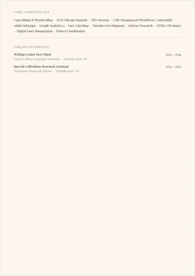 Free English Graduate ATS CV Template, AI CV Builder