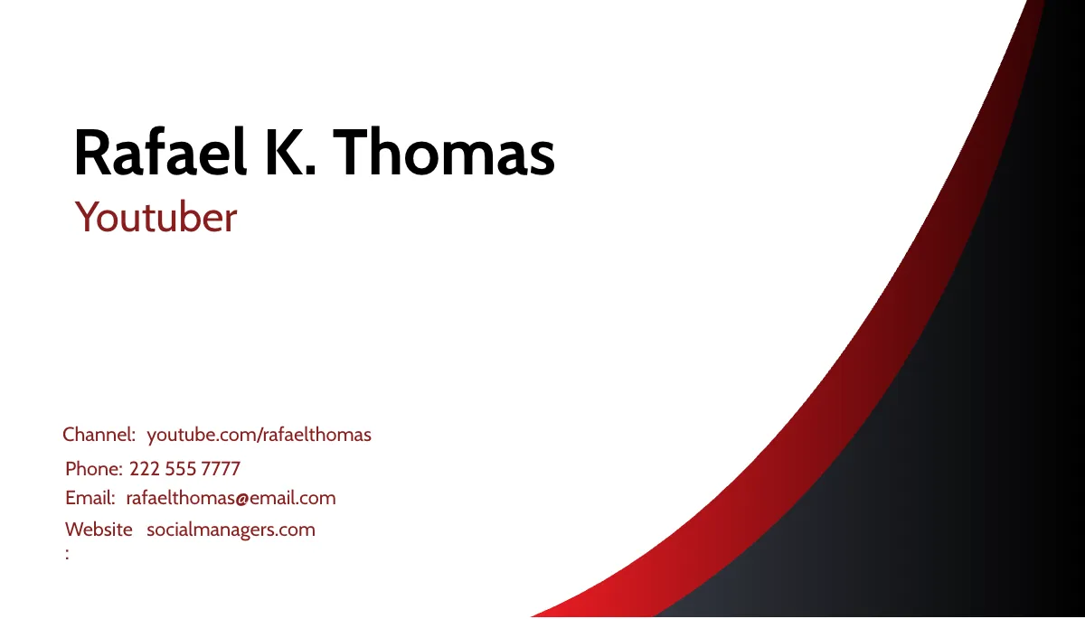 Free YouTube Business Card Template to Edit Online