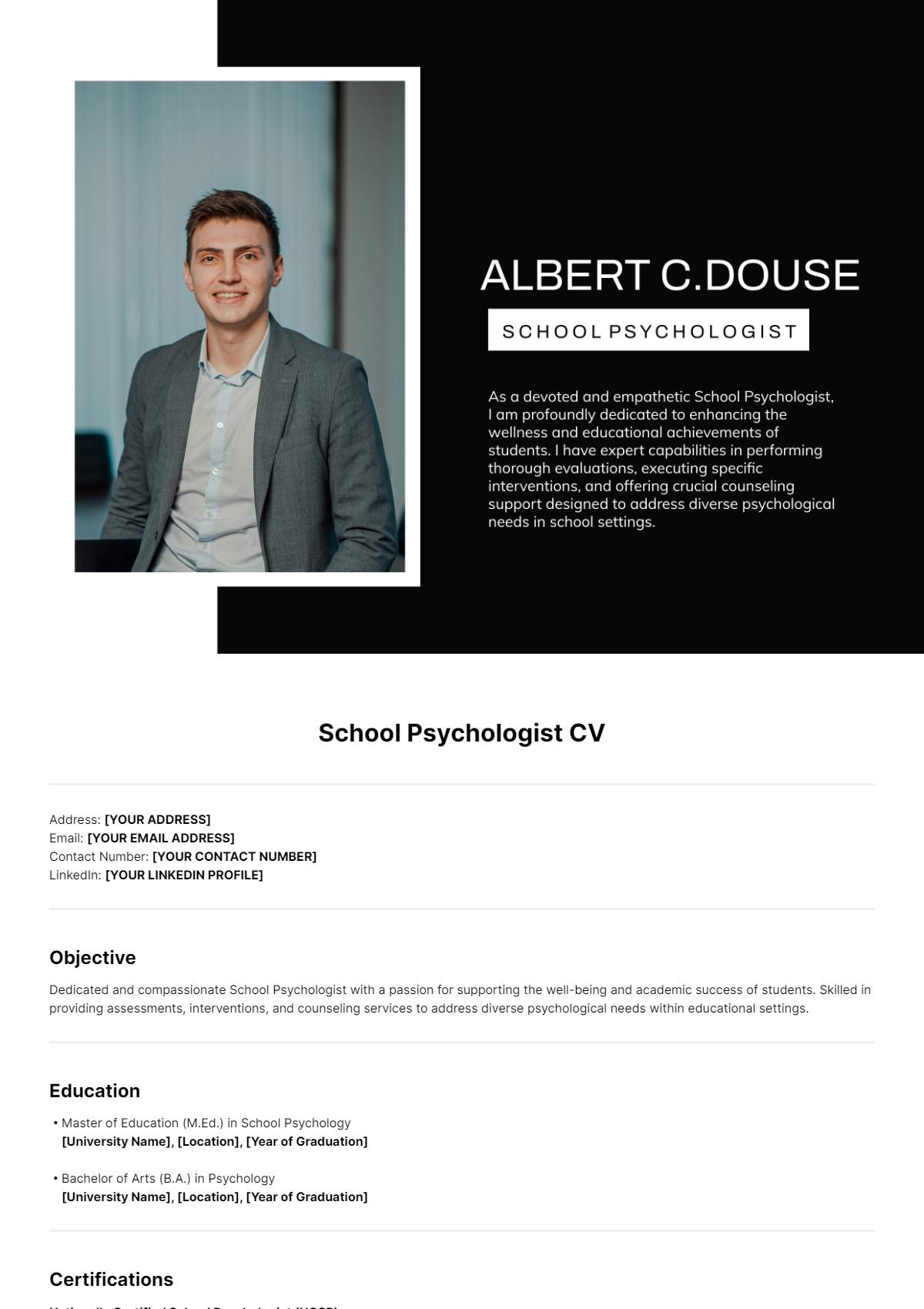 School Psychologist CV Template