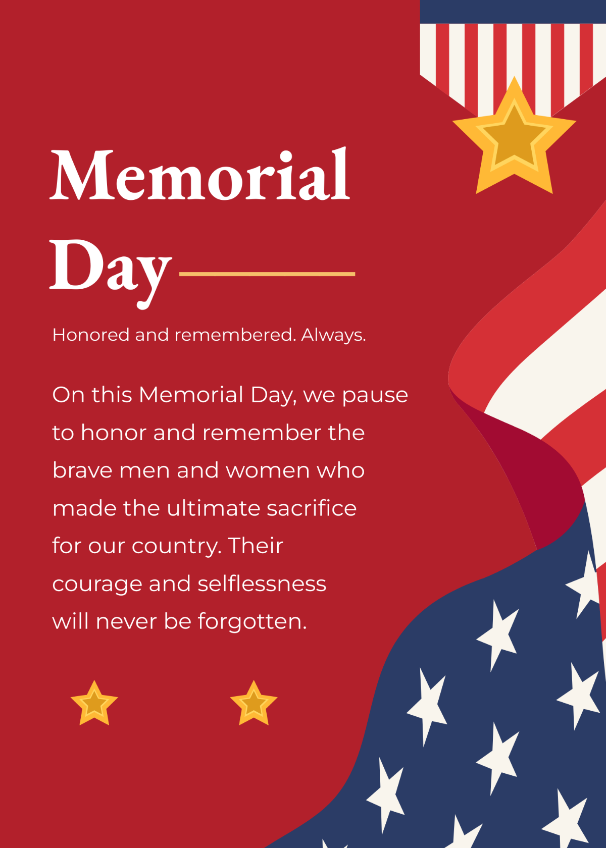 Free Memorial Day Observance Message Template