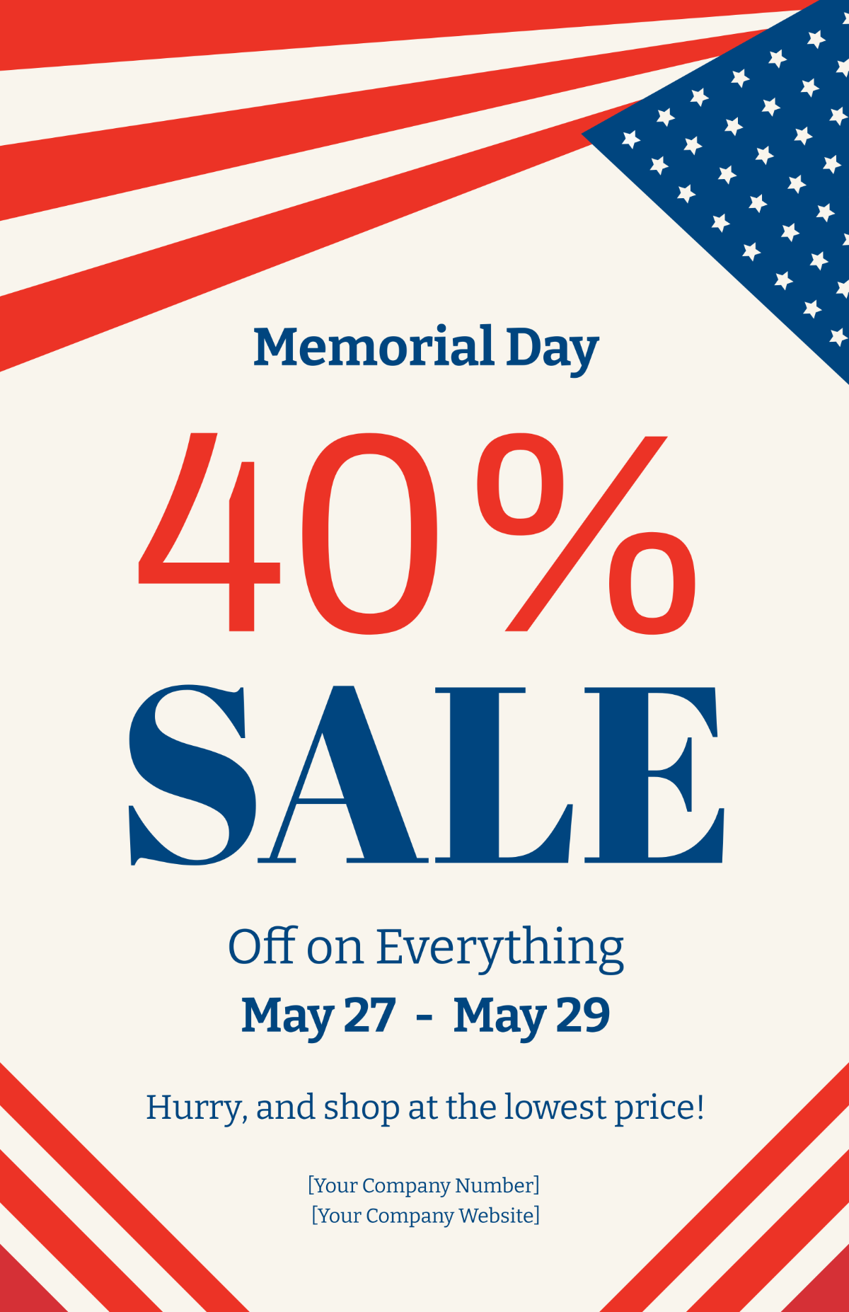 Free Memorial Day Sale Poster Template