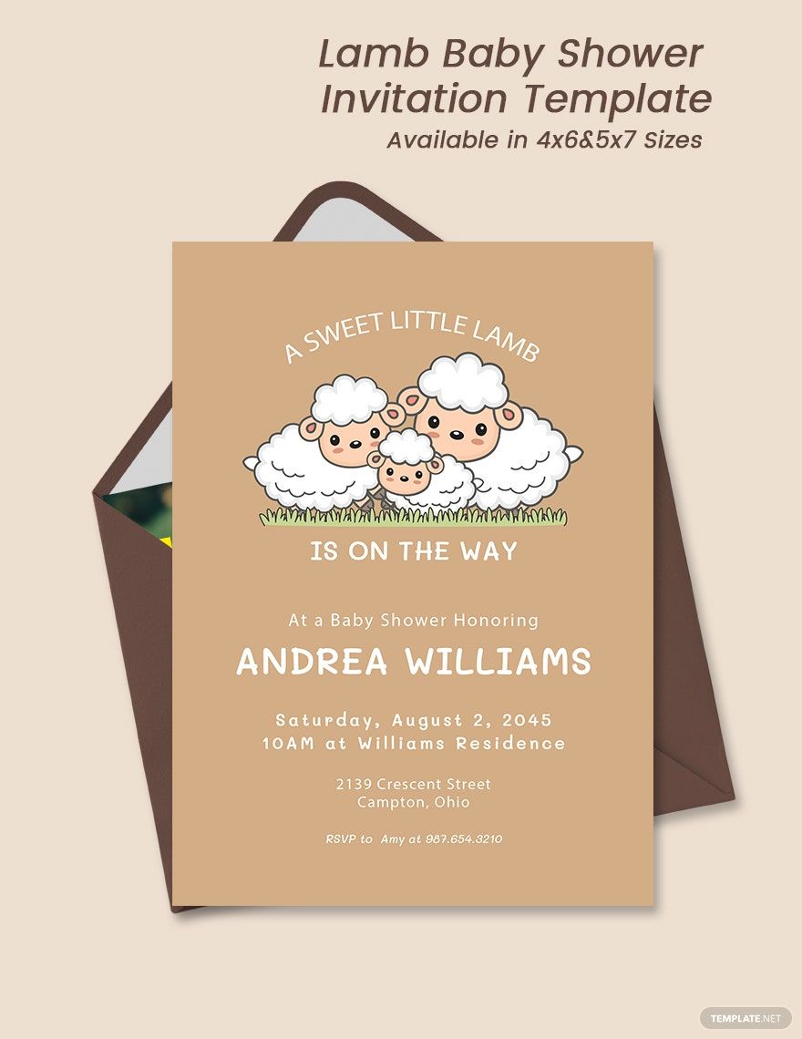 Little Lamb Baby Shower Invitation Template in PSD, Illustrator, Publisher, Pages, Word - Download | Template.net