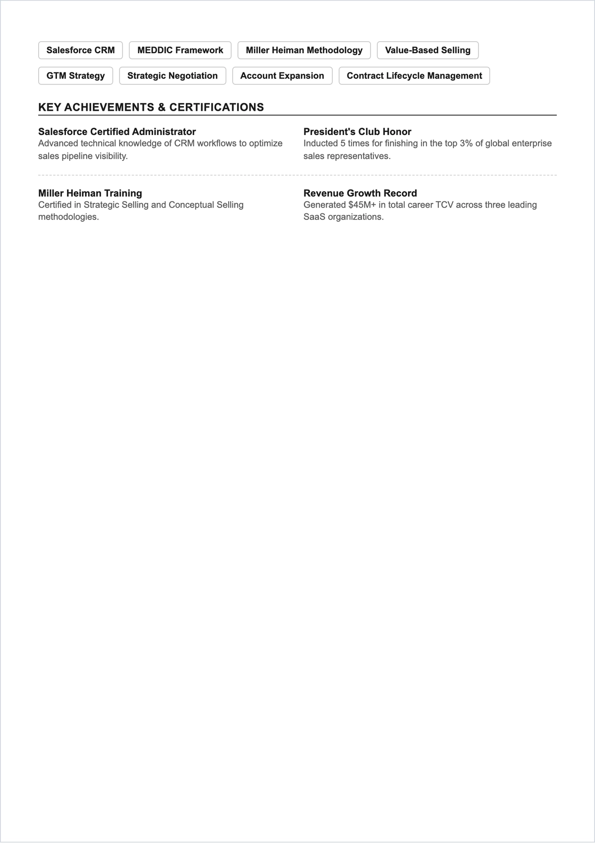 Free Enterprise Account Executive ATS CV Template, AI CV Builder