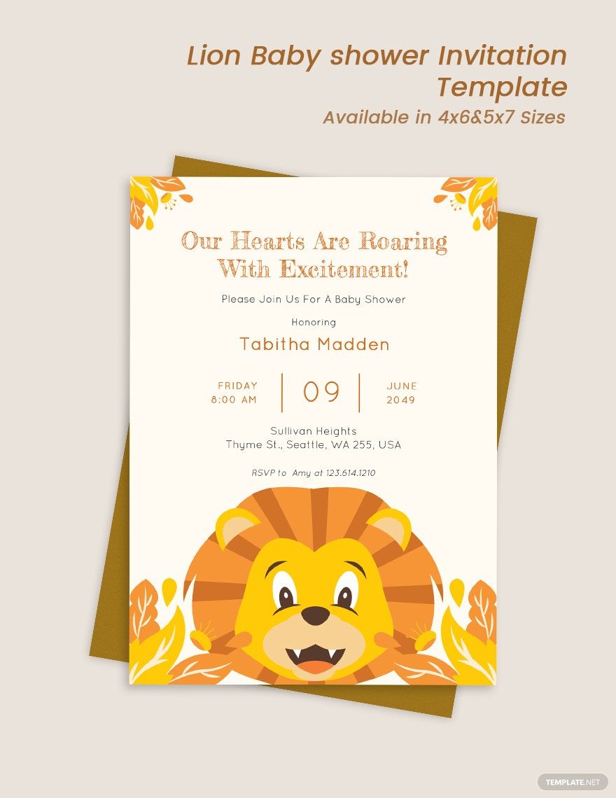 Lion Theme Baby Shower Invitation Template