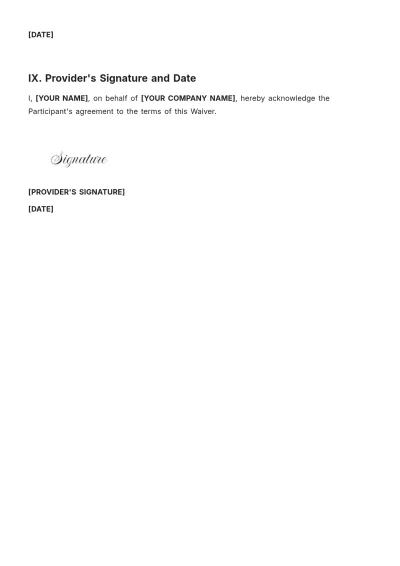 Free Swimming Pool Waiver Template to Edit Online