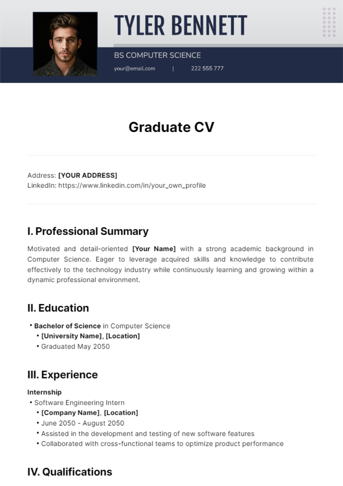 Free Graduate CV Template