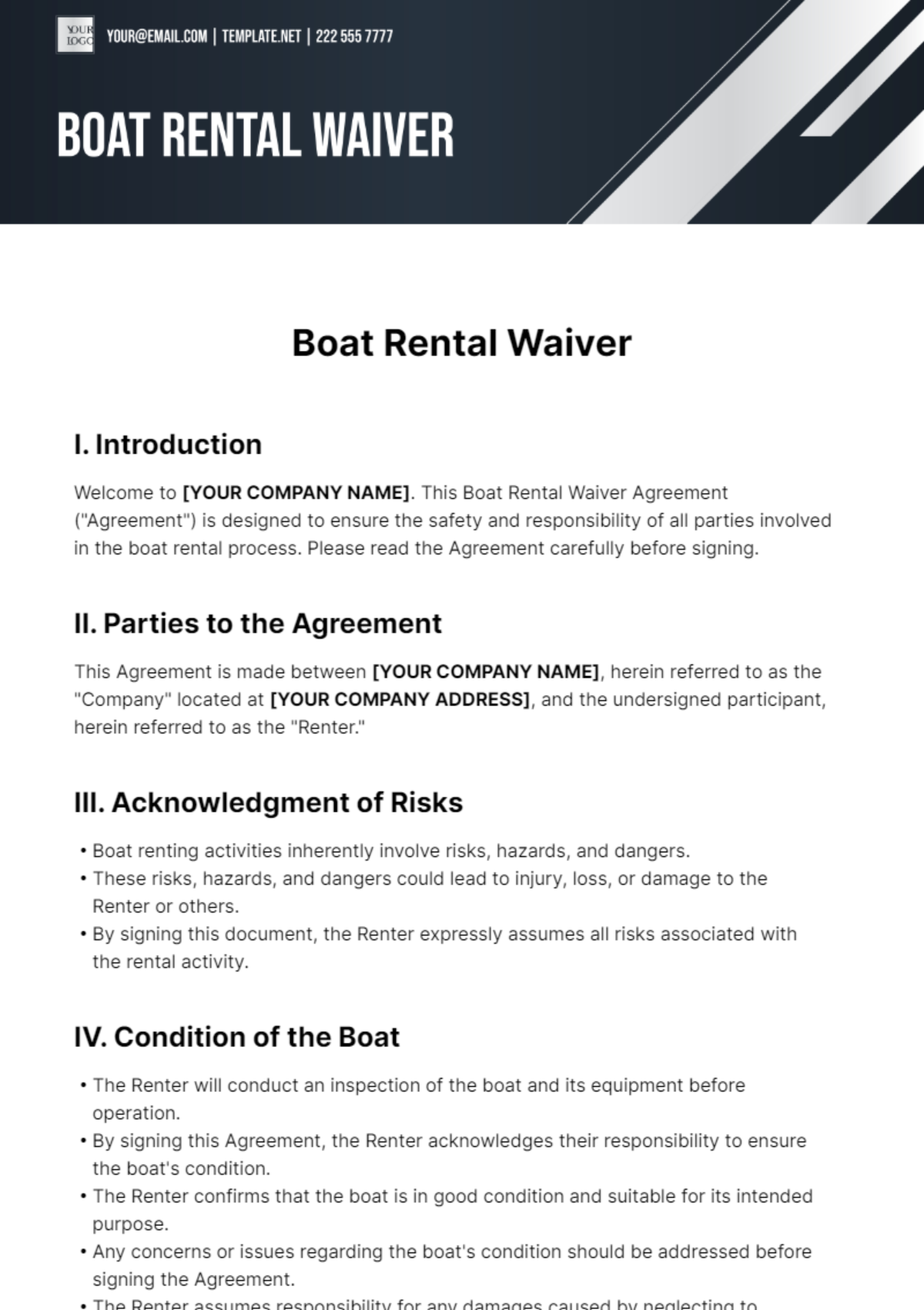 Boat Rental Waiver Template - Edit Online & Download