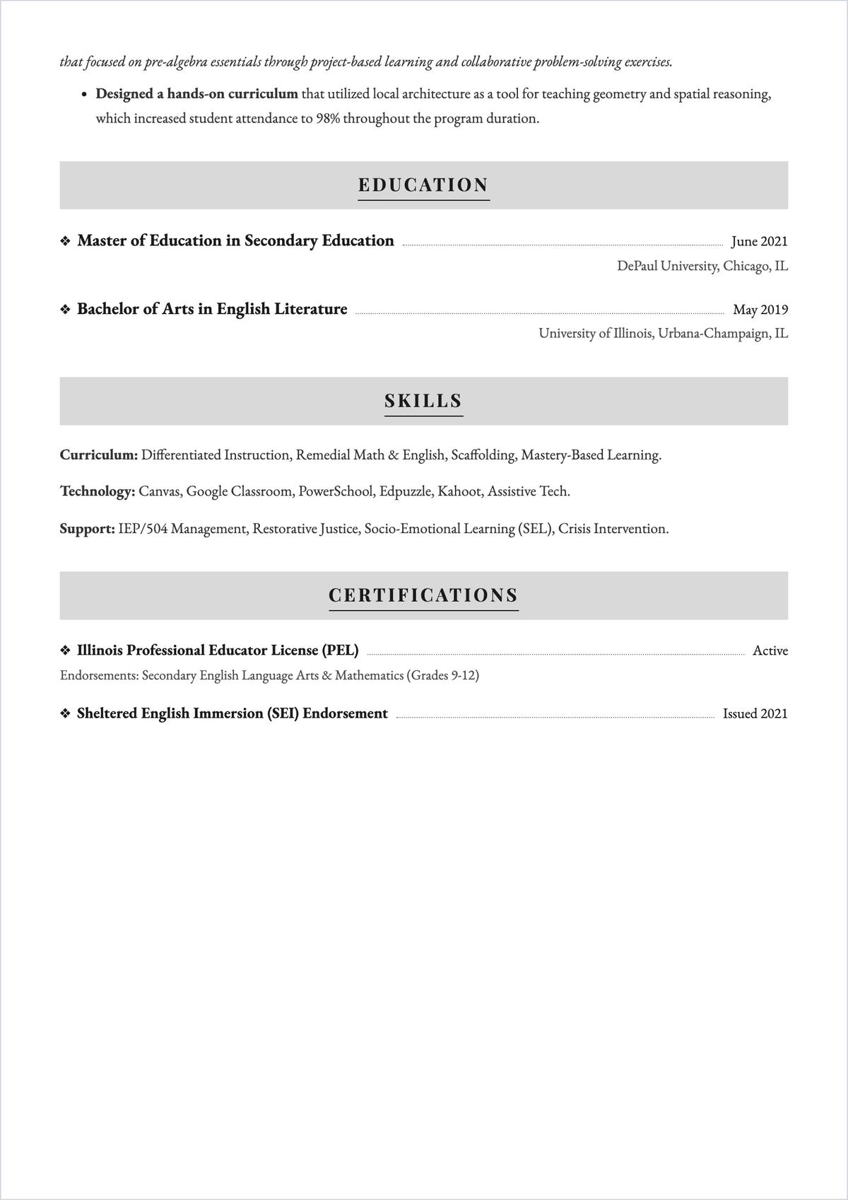 Free Summer School ATS CV Template, AI CV Builder