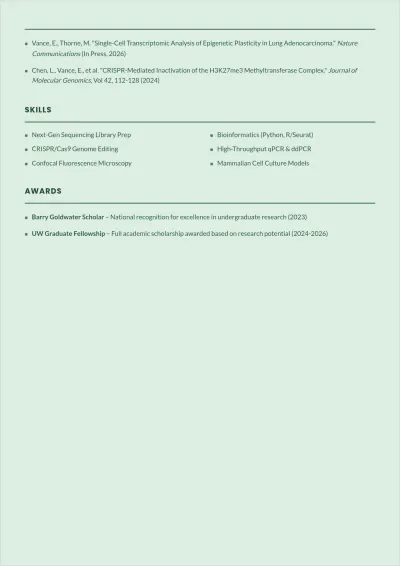 Free Graduate School ATS CV Template, AI CV Builder