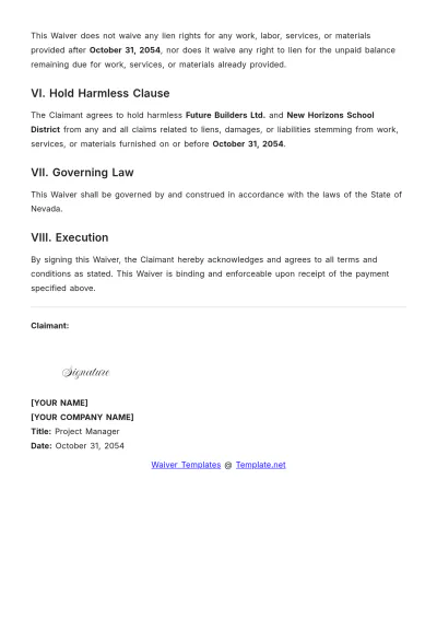 Free Lien Waiver Template to Edit Online