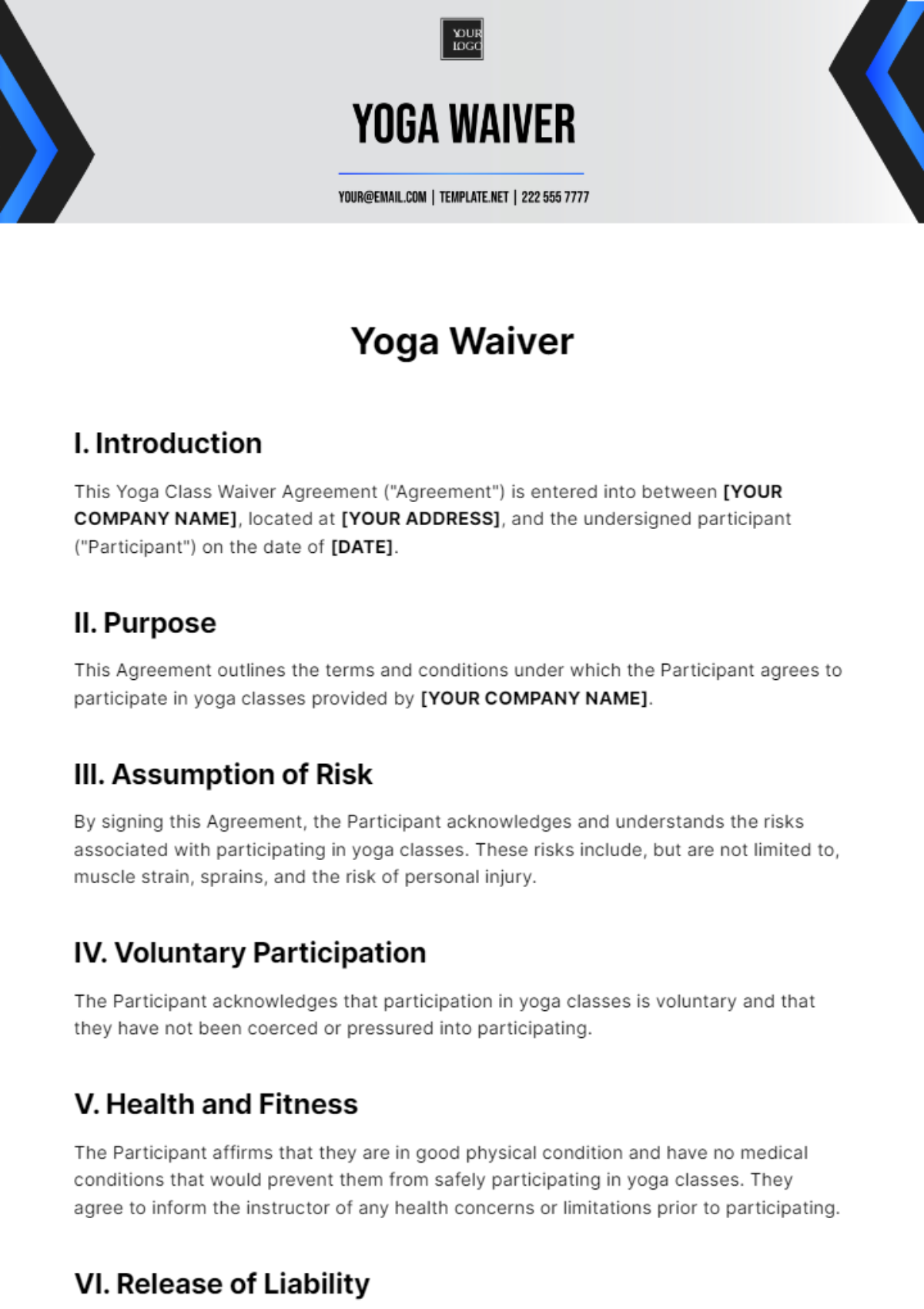 Yoga Waiver Template - Edit Online & Download