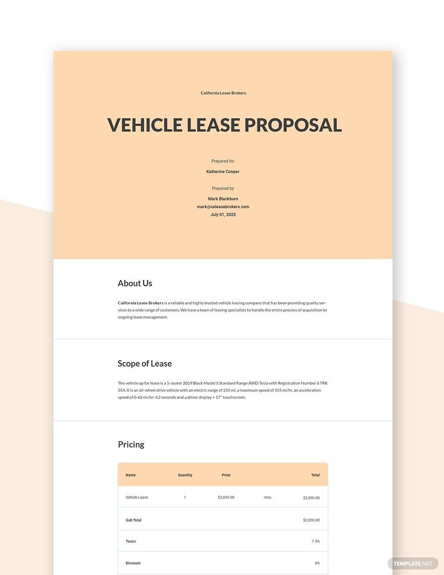 Vehicle Lease Proposal Template