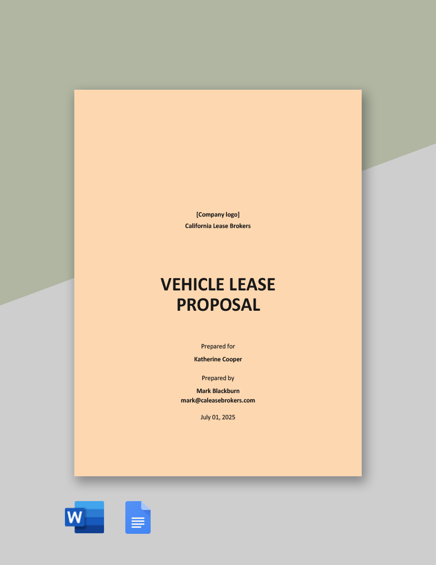 Vehicle Lease Proposal Template in Word, Google Docs, Apple Pages