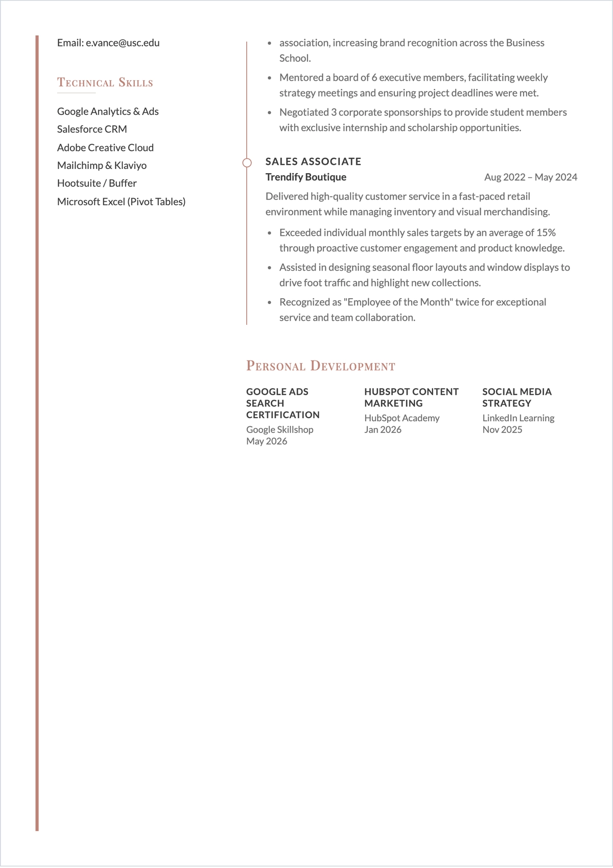 Free College Graduate ATS CV Template, AI CV Builder