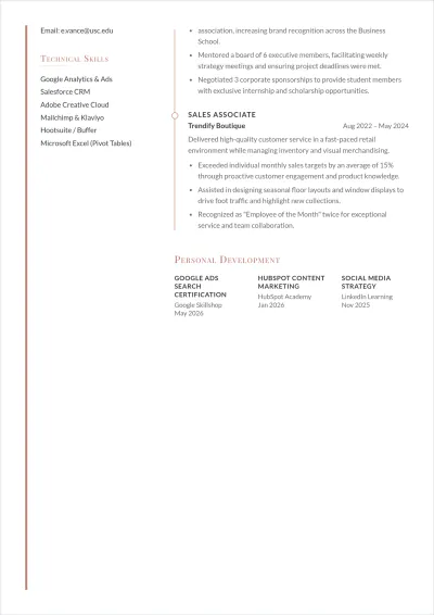 Free College Graduate ATS CV Template, AI CV Builder