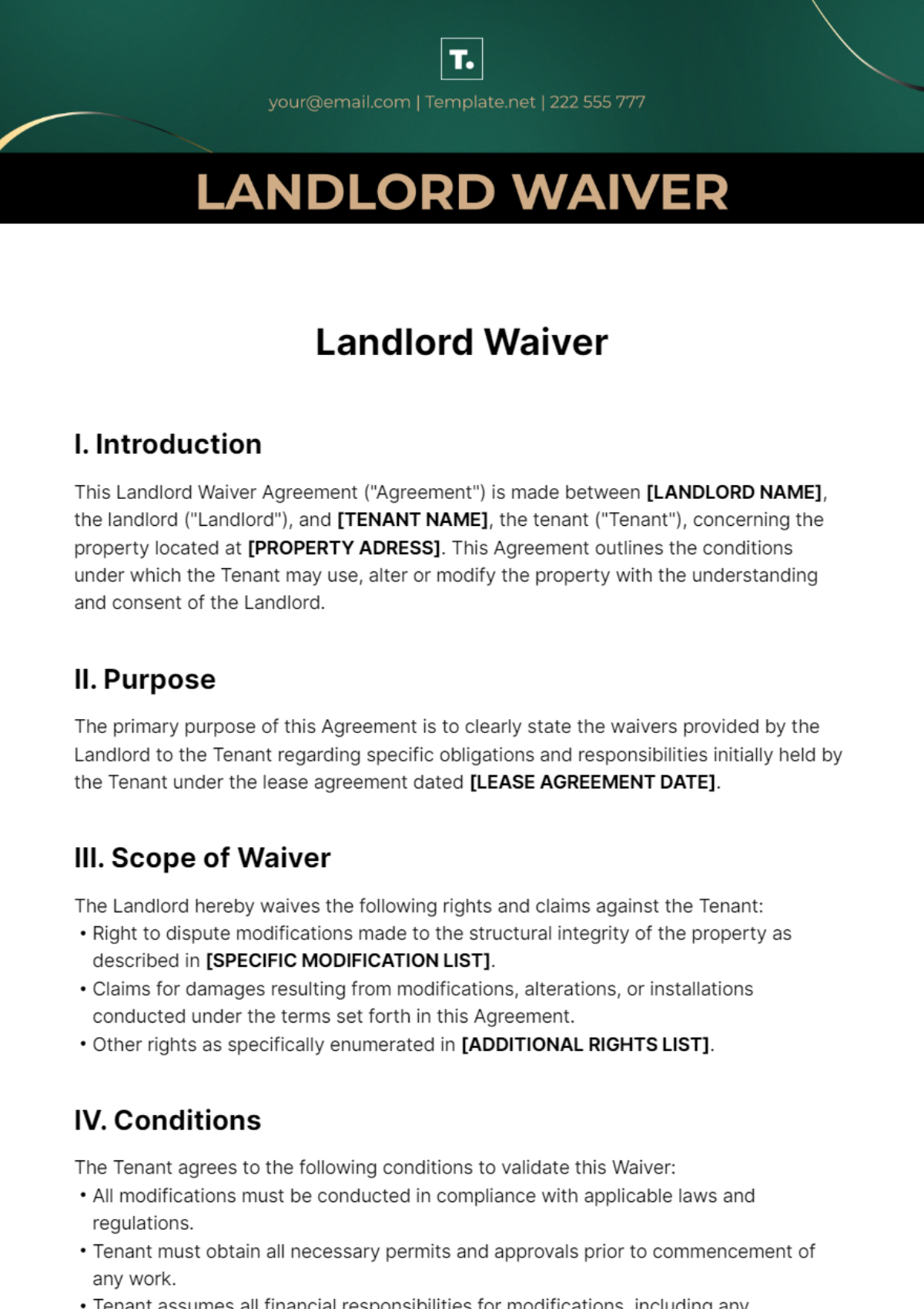 Landlord Waiver Template