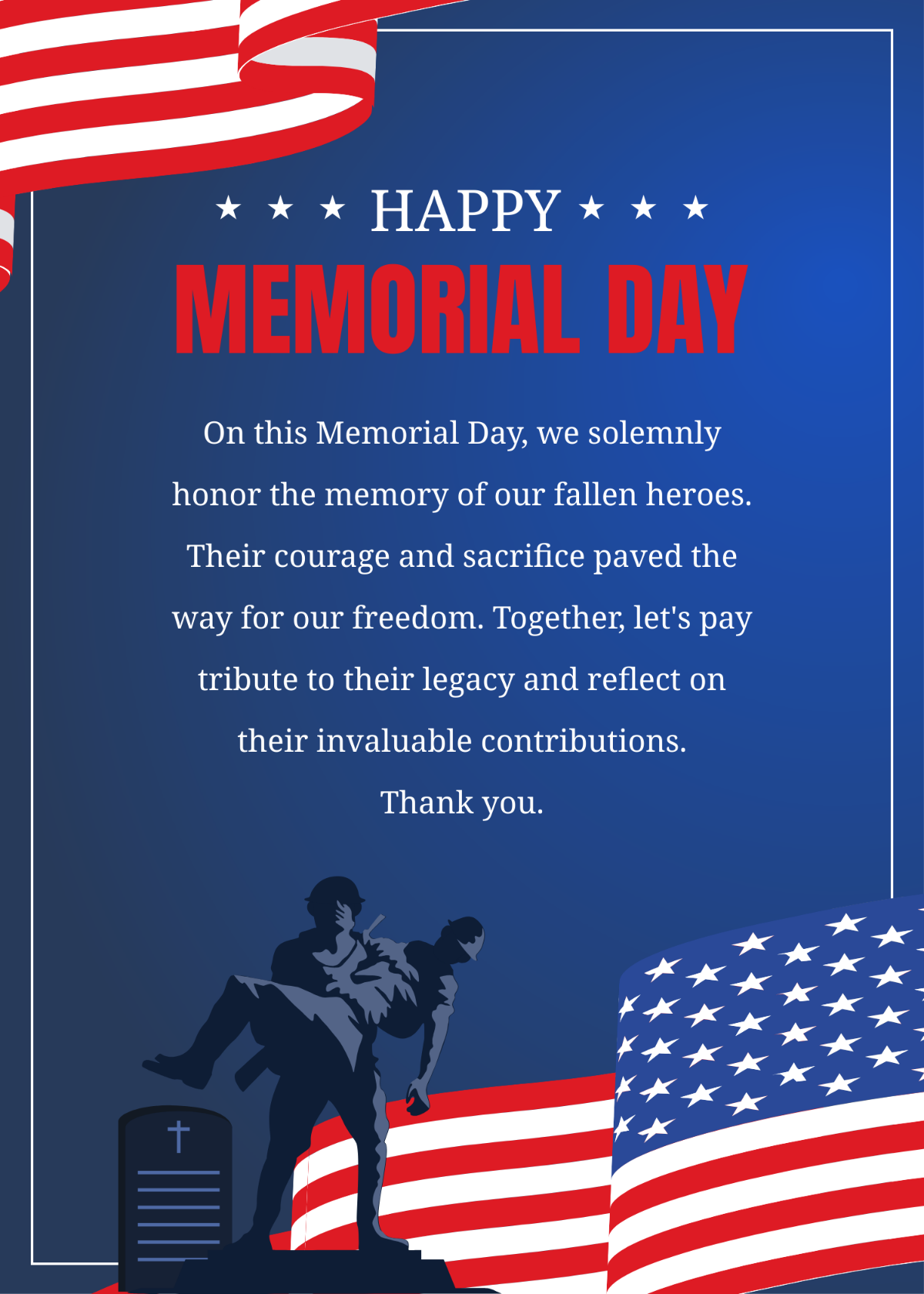 Free Memorial Day Message to Customer Template