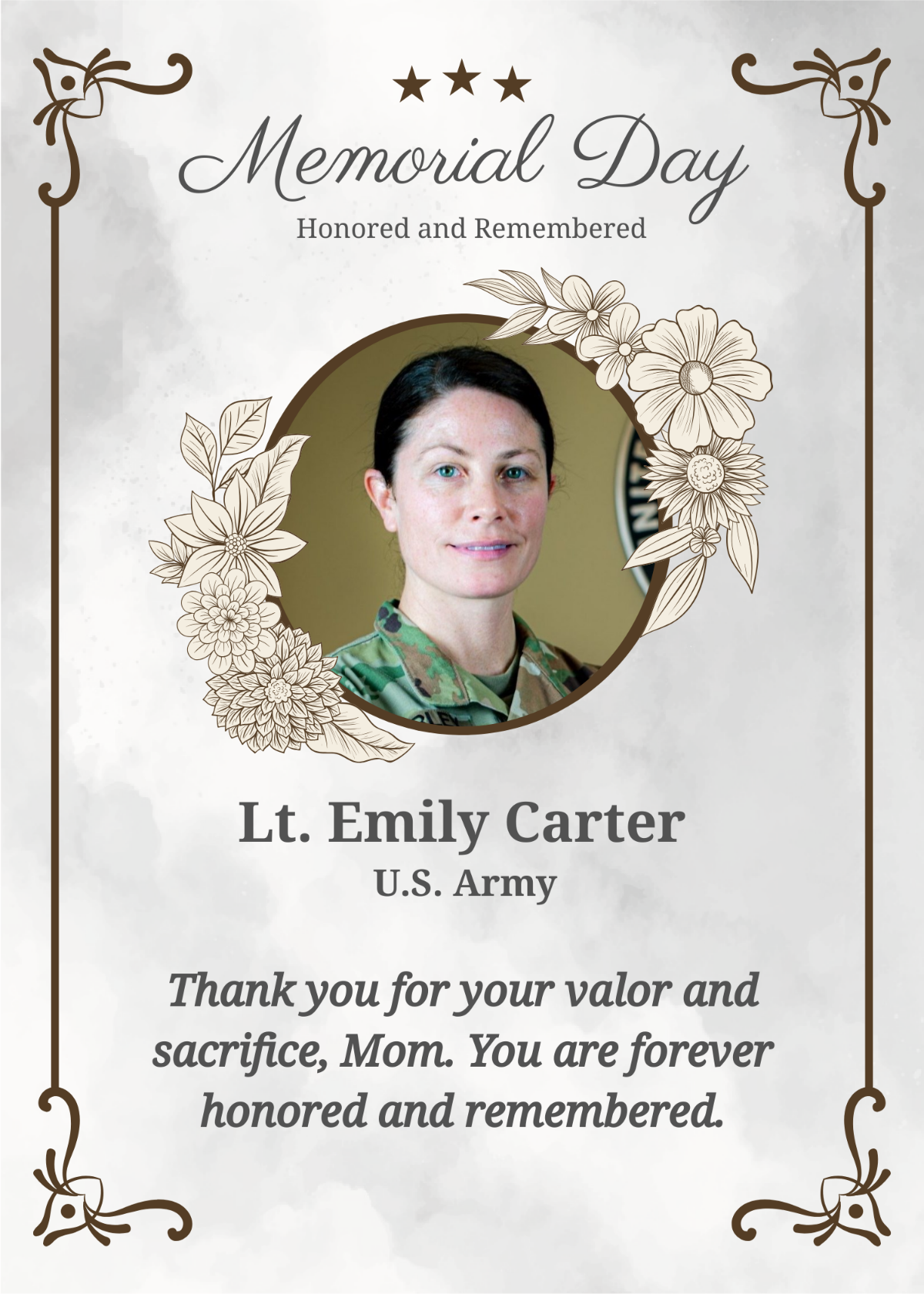 Free Memorial Day Message for Mom Template
