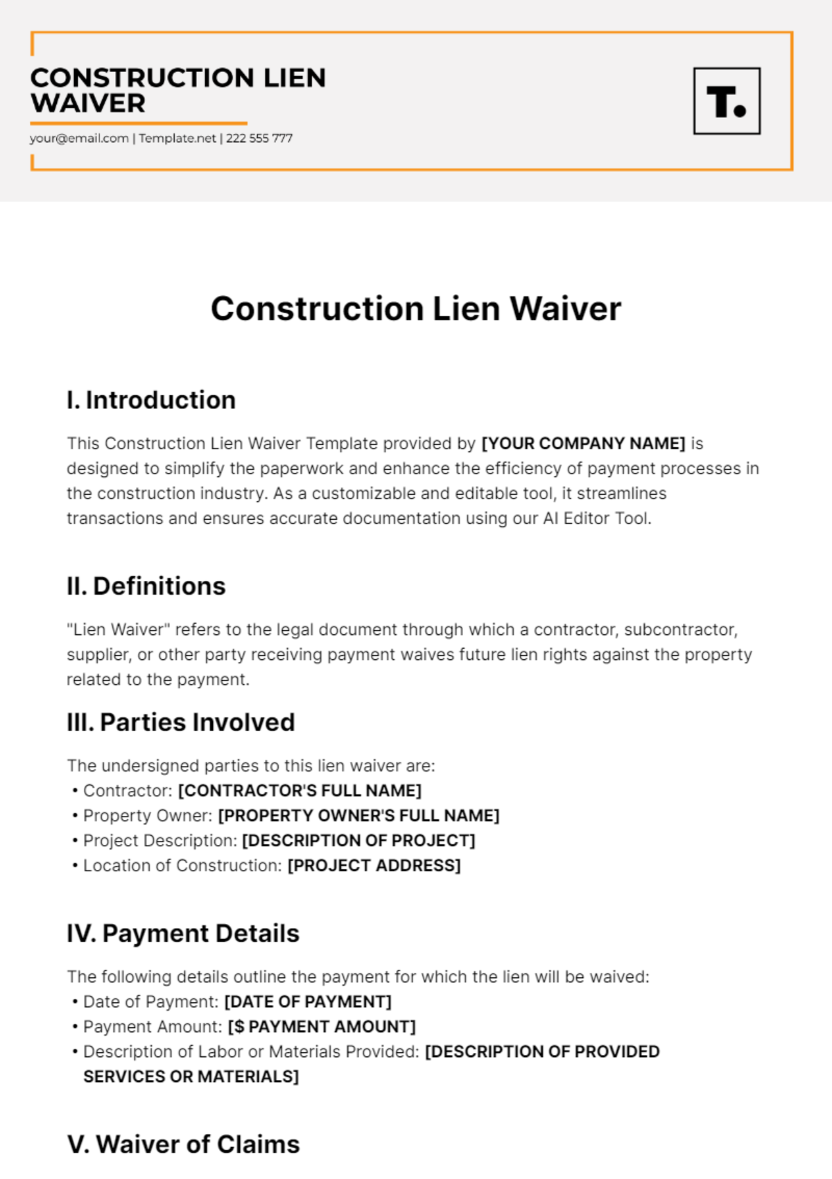 Free Construction Lien Waiver Template To Edit Online Free Construction Lien Waiver Template To Edit Online