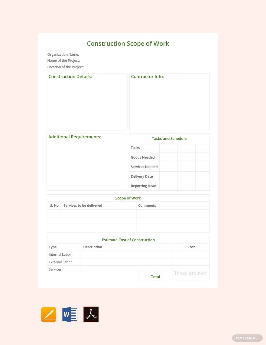 Construction Scope of Work Template