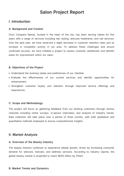Free Salon Project Report Template to Edit Online