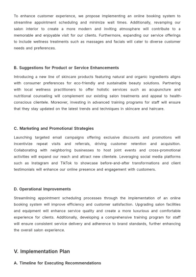 Free Salon Project Report Template to Edit Online
