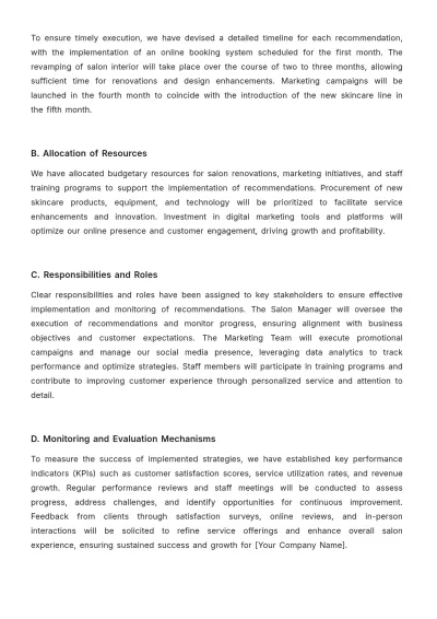 Free Salon Project Report Template to Edit Online