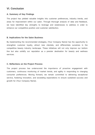 Free Salon Project Report Template to Edit Online