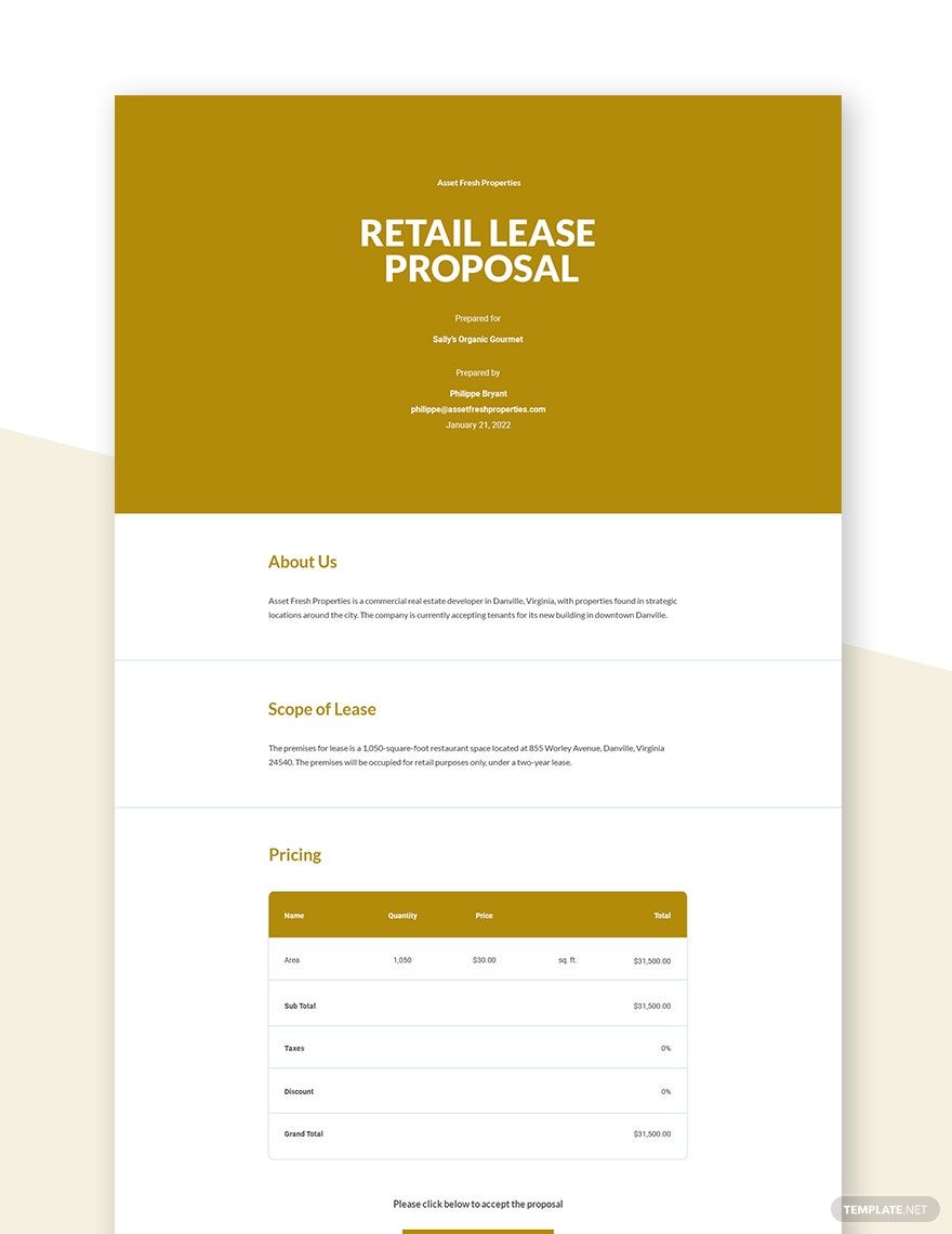 Retail Lease Proposal Template