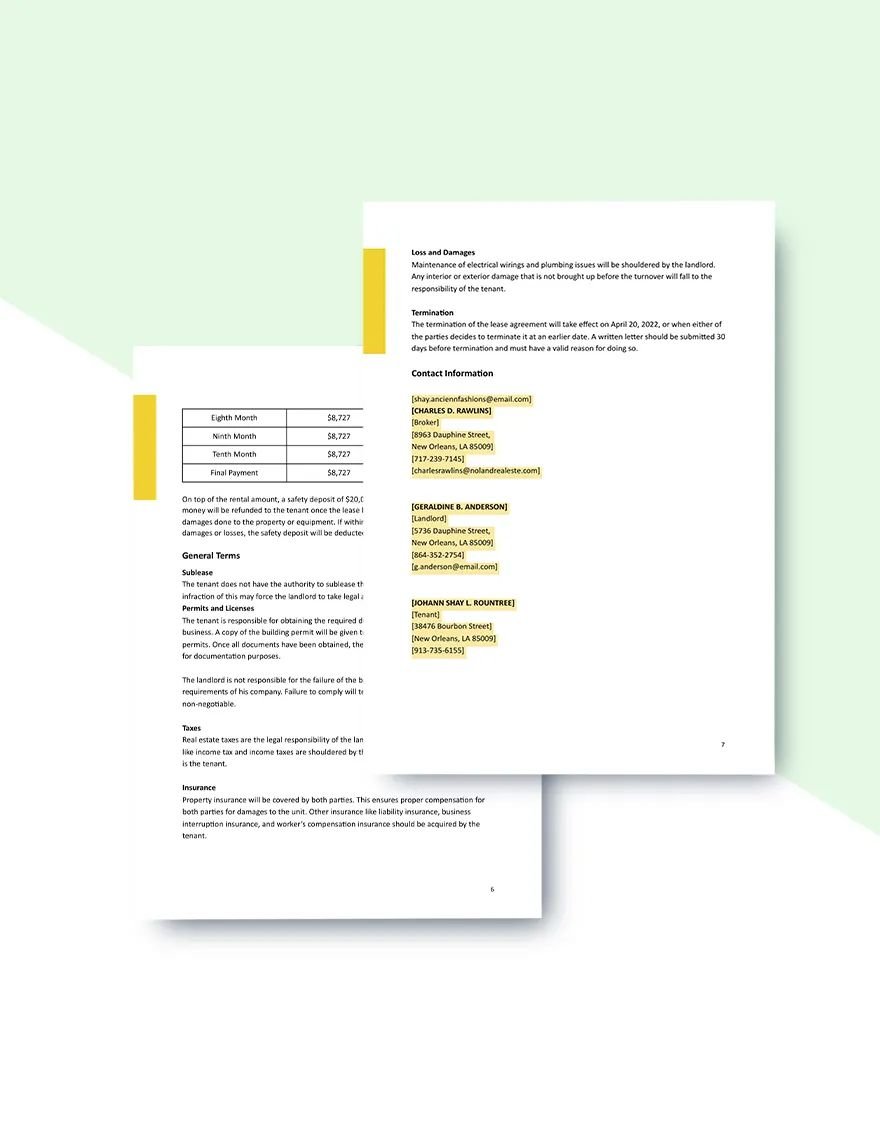 Retail Lease Proposal Template