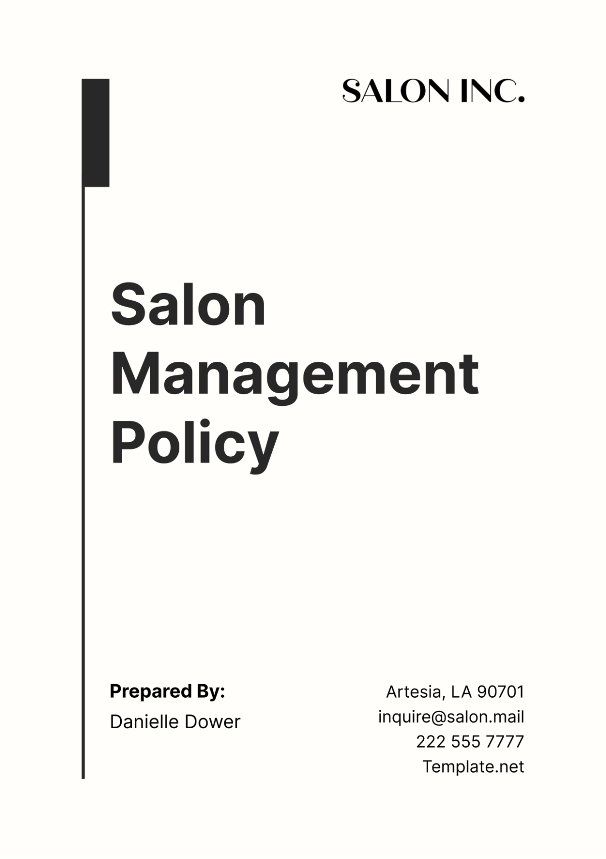 Salon Management Policy Template