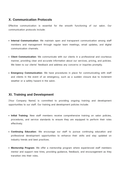 Free Salon Management Policy Template to Edit Online