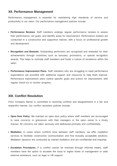 Free Salon Management Policy Template to Edit Online